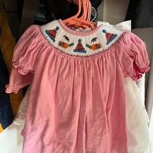 Pop Pink Girls Dress with Party Embroidery
